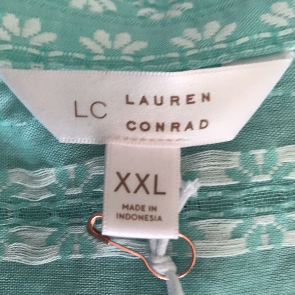 NWT LC Valez Aqua Dolman Sleeve Button Down Top - Picture 3 of 4